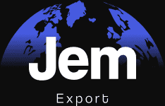 Logo Jem Export blanc partenariat long terme fiabilité conformité